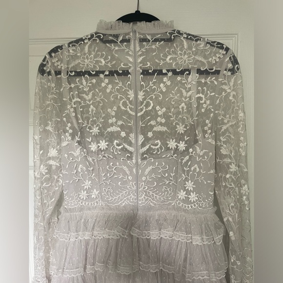 Mac Duggal Embroidered Long Sleeve Ruffled Tiered Dress - Picture 4 of 8